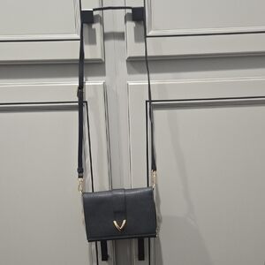 Chic Black Crossbody Bag with Gold Detail